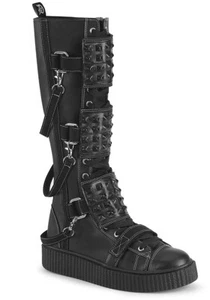 Demonia 1 1/2" Platform Round Toe Lace-Up Front Knee High Creeper Sneaker - Picture 1 of 2