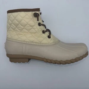 Nautica Duck Dorsay Damen-Booties 8 cremeweiß gesteppt Schnürung Knöchel Reißverschluss Oberteil - Bild 1 von 18