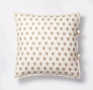 Trapunta Euro Lofty Cotone Slub Woodblock Floreale Finta Bianco Malva NUOVO - Foto 1 di 8