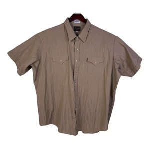 Plains Western Wear Shirt 3X Big Man Brown Pearl Snap Cowboy Rodeo Short Sleeve - Picture 1 of 12