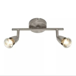 Saxby G2521313 Amalfi 2 Light Twin Spotlight Bar Ceiling Mounted Satin Nickel - Picture 1 of 15