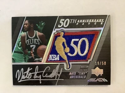 2007-08  UD Black  NBA 50th Anniversary NATE "TINY" ARCHIBALD PATCH AUTO 19/50 - Image 1 of 4