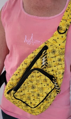 VERA BRADLEY HARRY POTTER HUFFLEPUFF ELEMENTS YELLOW BLACK MINI SLING BACKPACK - Image 1 of 4