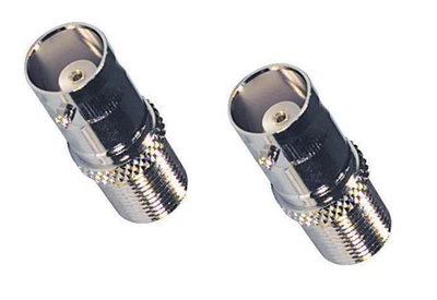 2-Pack F81 Coaxial Female/BNC Female TV Cable Coupler Adapter Connector Plug - Image 1 of 4