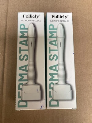 (2) Follicly Derma Stamp 140 microagulhas de titânio ajustáveis para cabelo e pele - Imagem 1 de 2