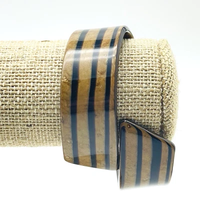 Brazalete Brazalete Brazalete Ancho Marrón Negro Resina Rayas Moda Moderna Foto 1 de 4