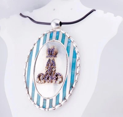 Antique Imperial Reale Premio Smalto Argento Oro Zaffiro Pendente c1891 - Immagine 1 di 4