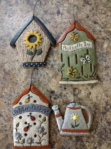 4 Hand Painted Gingerbread Resin Decorations Ornaments Salem Collection - Picture 1 of 6