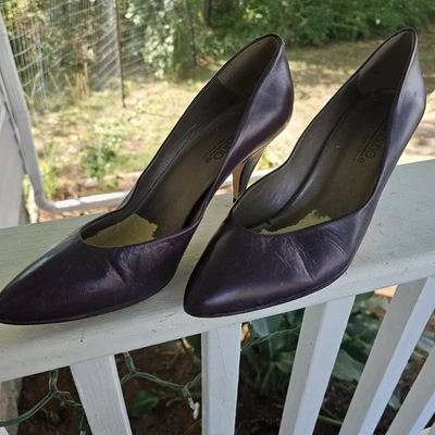 Zapatos de salón vintage de cuero púrpura Bandolino hechos en Italia talla 10 3" tacones Estate Fin Foto 1 de 4