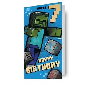Tarjeta de cumpleaños Minecraft Edad 7 incluye sobre acreditado FSC - Imagen 1 de 3
