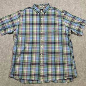 Camisa Polo Ralph Lauren Para Hombres Talla XLT Alta Cuadros Indias Madras Colorido Botón SS - Imagen 1 de 10