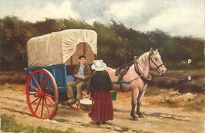 Brabante Norte pueblo vida tipos populares disfraces caballo entrenador 1910 postal - Imagen 1 de 2