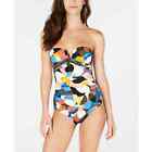 Calvin Klein Stained Glass Blue Slimming Bandeau One-piece Swimsuit Size 4