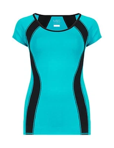 New Womens Sports Top Short Sleeve Cotton Rich Fitness Gym Shirt Ex Famous Store - Picture 1 of 1