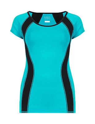 FAMOUS HIGH STREET STORE (LABELS DEBRANDED) New Womens Sports Top Short Sleeve Cotton Rich Fitness Gym Shirt Ex Famous Store