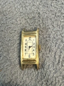Vtg Geneva curvex watch 12 jewels Clinton Watch Co. SWISS. Works No Band READ - Picture 1 of 23