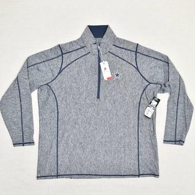 НОВЫЕ мужские Antigua 1/4 молнии пуловер свитер NFL ковбоев полиэстер синий размер 2XL - Изображение 1 из 4