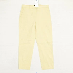 NEW Theory Women's Eco Crunch Treeca Pants Chino Skinny Linen Yellow Size 8 - Picture 1 of 8