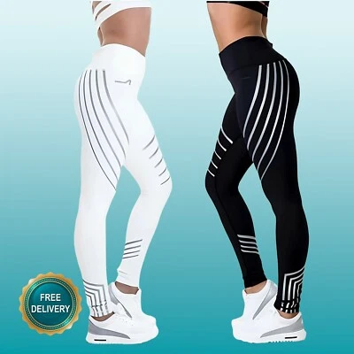 Women's Femme Reflective Fitness Sport Yoga Pants Leggings Gym Sexy Yoga Workout - Photo 1/4