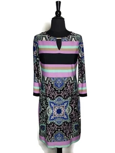 Donna Morgan Multicolor Geometric Long Sleeve Shift Dress Size 4 - Picture 1 of 3