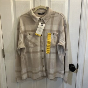 NWT Member's Mark Womens Cozy Button Down Long Sleeve, Size Medium Neutral Plaid - Picture 1 of 21