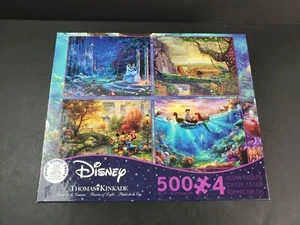Thomas Kinkade 4 Disney Puzzles 500 Piece Mickey Lion King Cinderella Mermaid - Picture 1 of 8