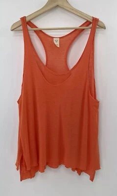 Camiseta sin mangas Free People en capas mezcla de lino dobladillo crudo grunge boho playa talla S Foto 1 de 4