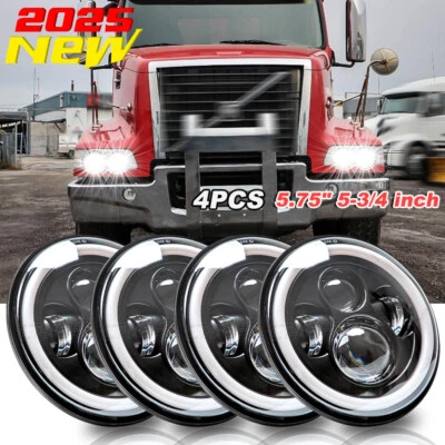 For Volvo VHD 2001-2019 4x 5-3/4" 5.75 Inch LED Projector Headlight Headlamp Set - Image 1 of 4