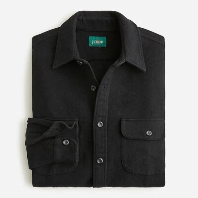 $138 NWT J. Crew solid BLACK Medium M heavy Chamois Flannel Cotton shirt Winter - Image 1 of 4