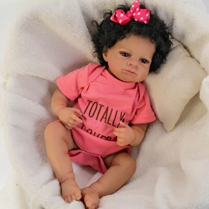 Reborn Baby Dolls Black Girl, African American 20 Inch Realistic Newborn GirDoll - Picture 1 of 6