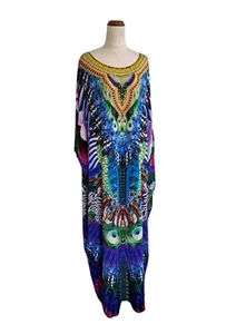 CAMILLA Huastecan Jungle Long Roundneck Kaftan With Side Split Jersey Fabric - Picture 1 of 10