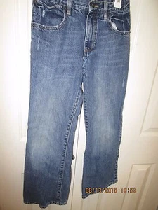 Old Navy boot cut jeans, Size 12 Regular  distressed medium bue, adj waist band, - Picture 1 of 4