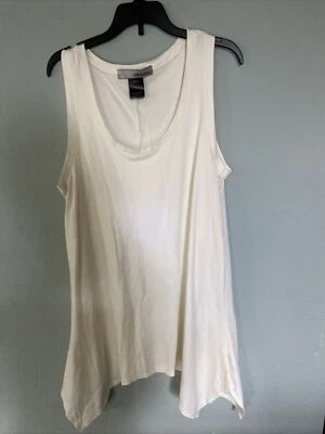 Women's R.Browning Solid Beige Pima Cotton Draped Tank Top Size Small - Imagem 1 de 4