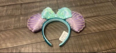 Diadema orejas de Minnie púrpura iridiscente Ariel pelo de sirenita de los parques de Disney Foto 1 de 2