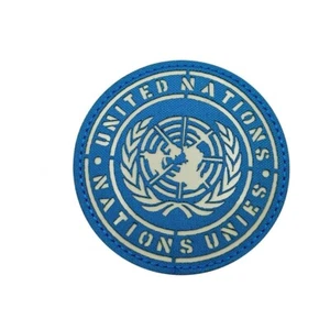 IR United Nations International Missions Nations Unies Flag Hook Patch Glow Blue - Picture 1 of 4