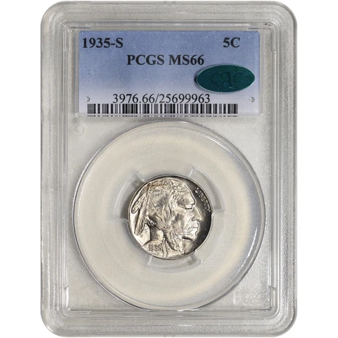 1935 S US Buffalo Head Nickel 5C - PCGS MS66 CAC Verified Cover