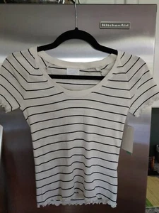 NWT Ladies Abound Ivory Carrie Striped Top ivory and black, extra small XS - Picture 1 of 2