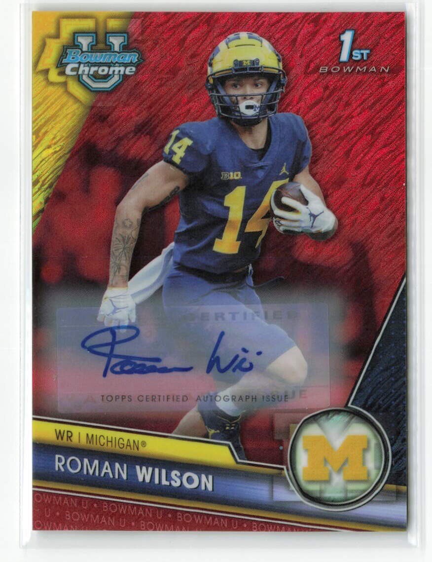 2023 Bowman University Chrome Roman Wilson 1st Red Shimmer Refractor Auto /5