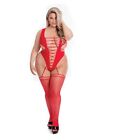 PINK LIPSTICK ALL A DREAM RED BODYSUIT TEDDY WITH ATTACHED STOCKINGS QUEEN