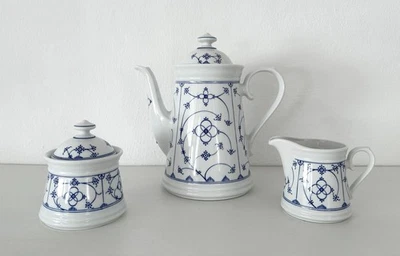 Form Marienbad Ingres Weiss Kaffeekanne + Zucker + Milch Indisch Blau Strohblume - Bild 1 von 2