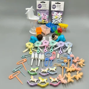 Huge Lot Wilton Baby Cake Toppers Favors Cradle Furniture Rattles Bottles Babies - Picture 1 of 11