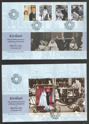 2007 Kiribati Diamond Wedding Pair Set, Minisheet FDC. First Day Covers - Image 1 of 3