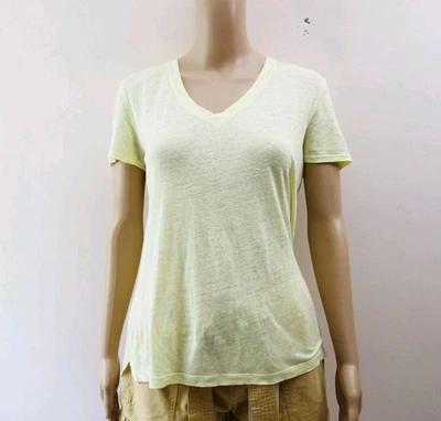 Lou & Grey 100% Linen Relaxed Fit Light Yellow V-Neck Sheer Tee (XS) NWOT! - Image 1 of 4