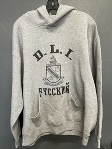 Men’s DLI Defense Language Institute “We Learn Russian….” Gray Hoodie Size XL - Picture 1 of 7