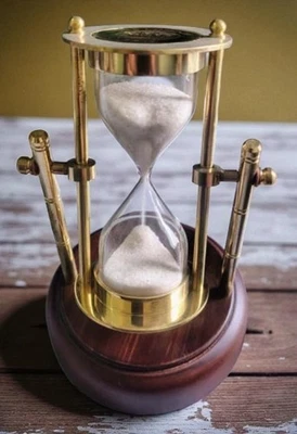 Ross London 1917 Vintage Náutico Giratorio Latón Arena Temporizador Reloj de Arena l Brújula Foto 1 de 4