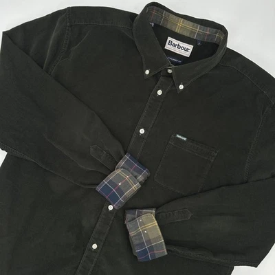 Barbour Shirt Mens Extra Large Green Corduroy Button Down Tailored Fit Tartan - Image 1 of 4