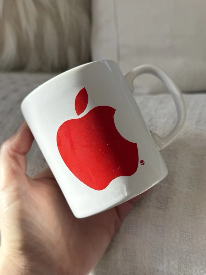 Vintage 80's Apple Employee Coffee Mug Red Apple Inc Logo Coloroll Kilncraft - Image 1 of 4