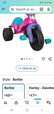 (2) Triciclo Fisher-Price Barbie resistente al aire libre con almacenamiento Foto 1 de 3