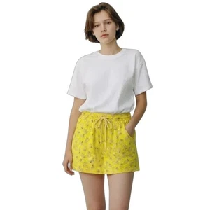 Cozee Corner Women Drawstring Casual Mini Skirt XL Yellow Pineapple Print Cotton - Picture 1 of 6
