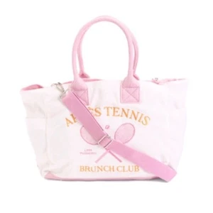 Wildfox NWT Terry Tennis/Pickle Ball Tote Bag White/Pink - Picture 1 of 8